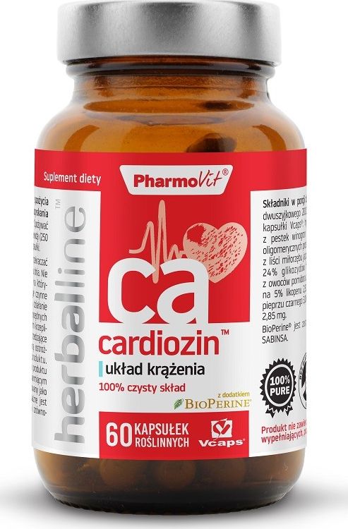 Pharmovit Cardiozin Herballine 60 Kaps. Pharmovit Układ Krążenia Pieprz Czarny Bioperine Ekstrakt Z Głogu Winogrona Miłorząb Japoński