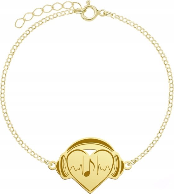 Radziszewska Jewellery Pozłacana Bransoletka SERCE I SŁUCHAWKI Dedykacja