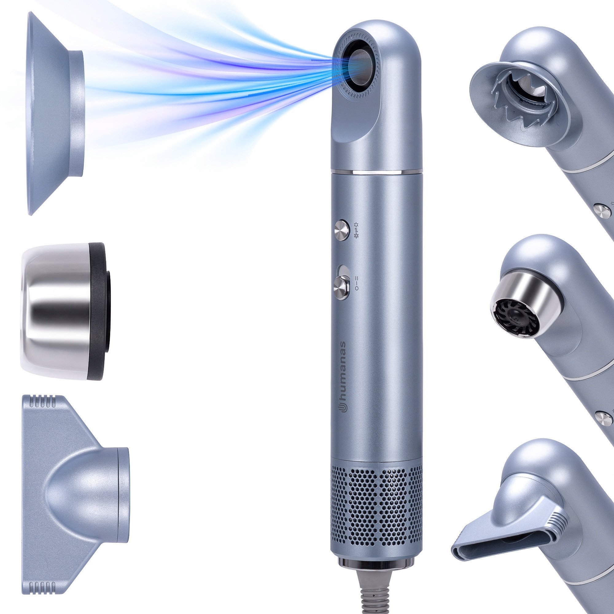 Suszarka do włosów z funkcją jonizowania Humanas AirTouch HD-AT05 - srebrna