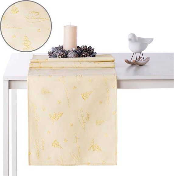 AmeliaHome Bieżnik Christmas Eve złoty 30x100