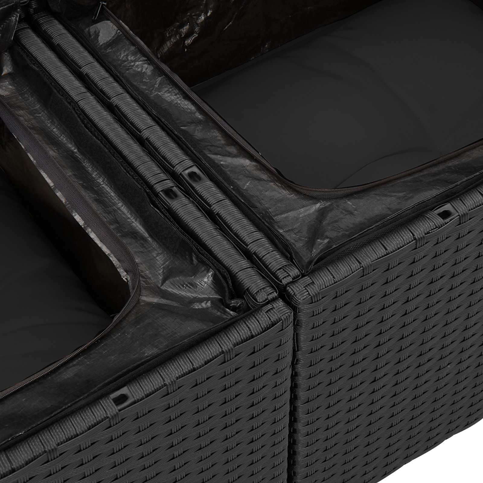 vidaXL 13 Elementowy Zestaw Sof Ogrodowych z Poduszkami Czarny Polirattan Akacja