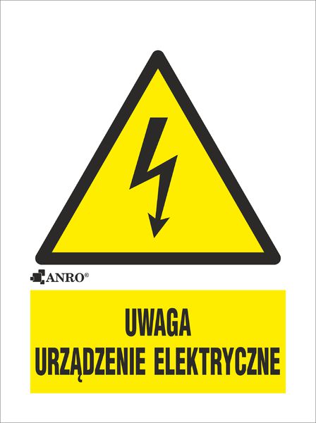 ANRO Tabliczka Uwaga urządzenie elektryczne 52 x 74mm (10EOA/Q1/F)