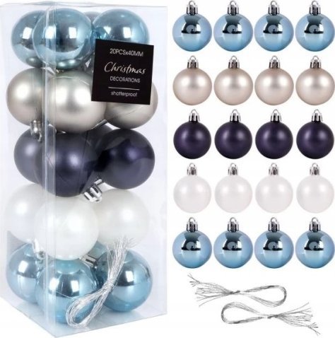Koopman Bombki na choinkę świąteczne nietłukące zestaw 20 sztuk 6 cm
