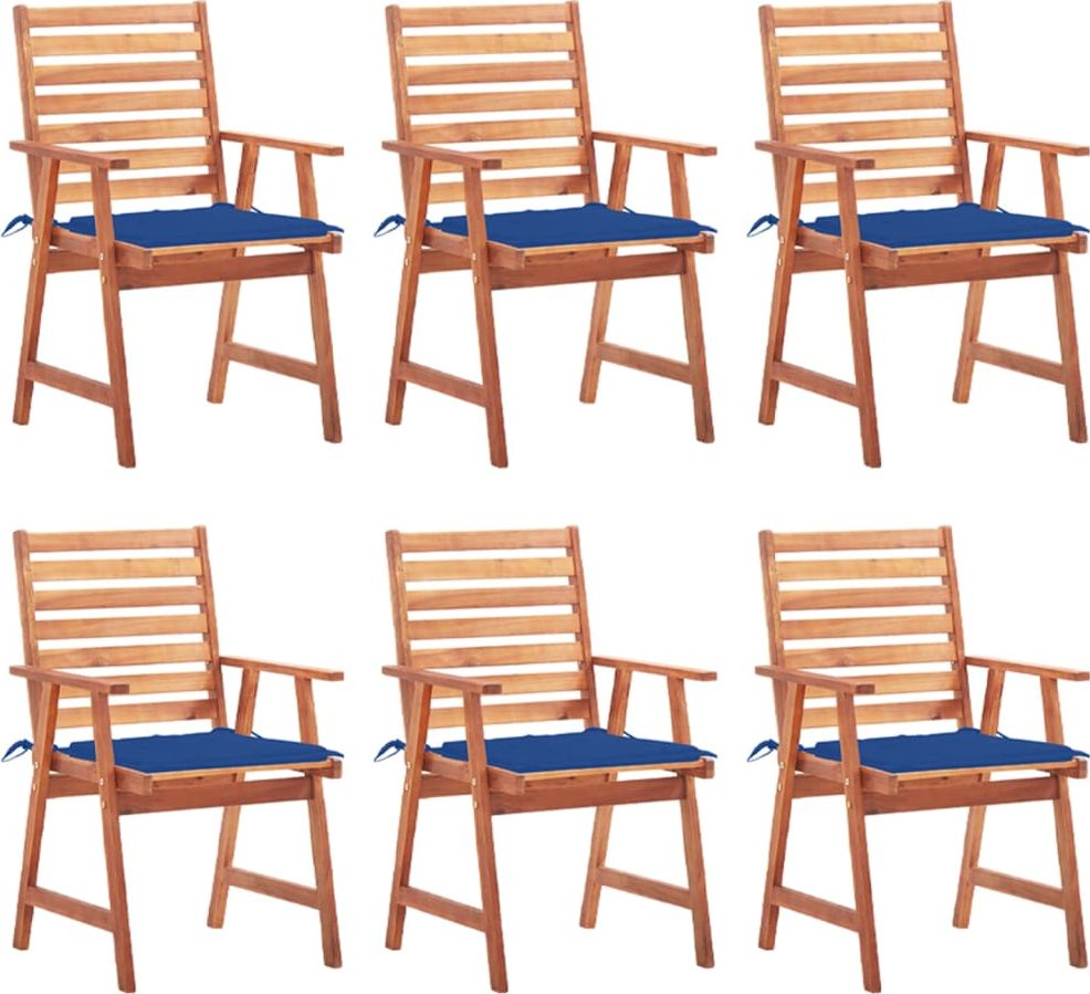 vidaXL Krzesła ogrodowe z poduszkami, 6 szt., lite drewno akacjowe
