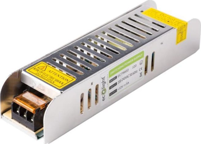 Zasilacz serwerowy Ecolight Zasilacz LED SLIM modułowy siatkowy 60W 12V 5A 159 x 39 x 31 mm