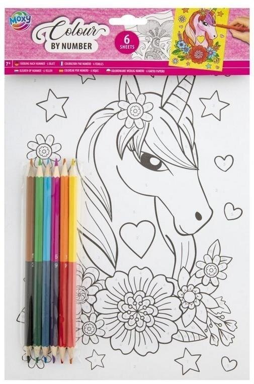 Kolorowanie po numerach + kredki Jednorożec