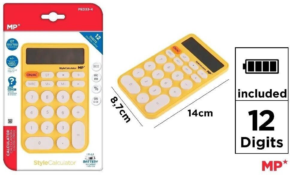 Kalkulator 8,7x14cm żółty