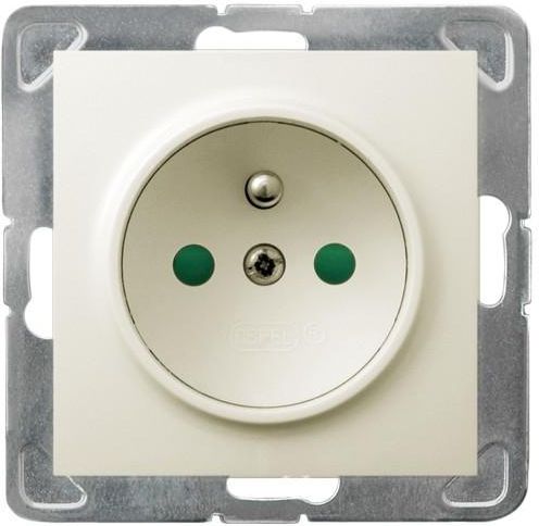 Ospel Gniazdo Impresja pojedyncze z uziemieniem i przesłonami torów prądowych ecru (GP-1YZP/m/27)