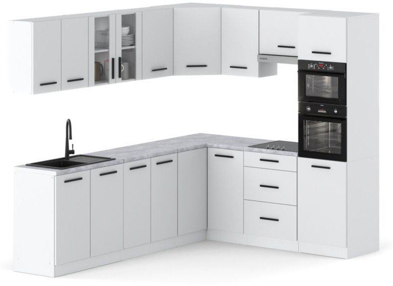 Kuchnia Biała Nowoczesna Pojemna Duża Narożna 4.6m Marra Duża Modułowa