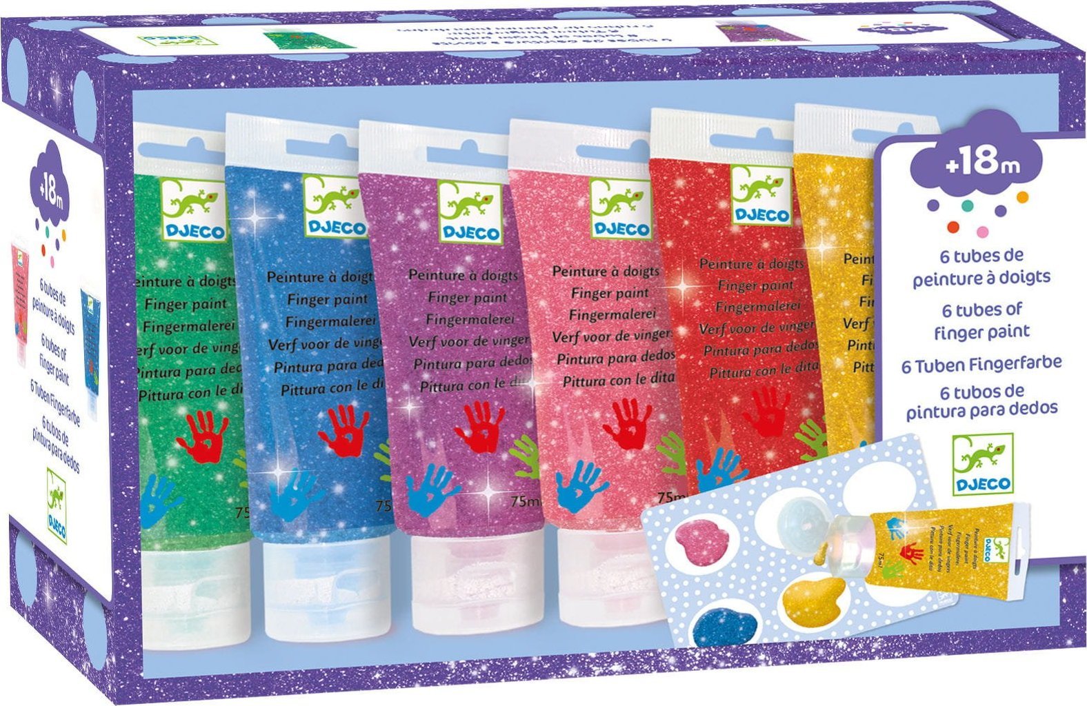 Djeco Farby do malowania palcami brokatowe Djeco