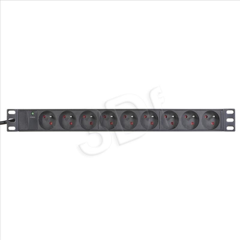 Alantec Listwa zasilająca 19" 230V - 9 gniazd (typu E - CEE 7/5), z diodą LED, kabel 3,0m CEE 7/7 (PZ091U3M)