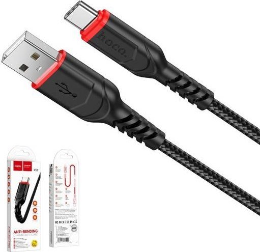 Kabel USB Hoco USB-A - USB-C 1 m Czarny (6931474744920)