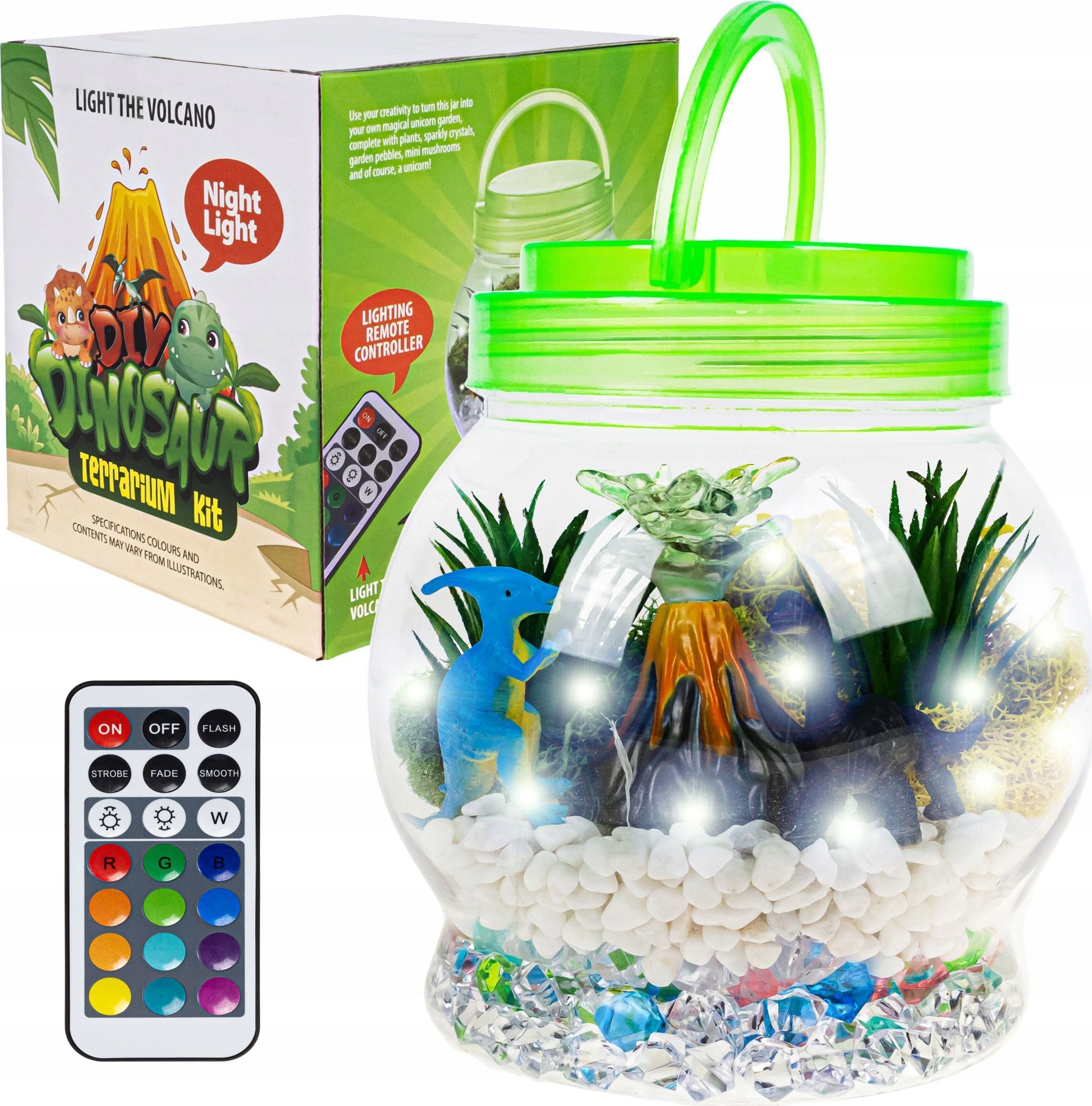 Lampka Nocna Dla Dzieci Hodowla Dinozaurów Terrarium Diy Pilot Led Rgb