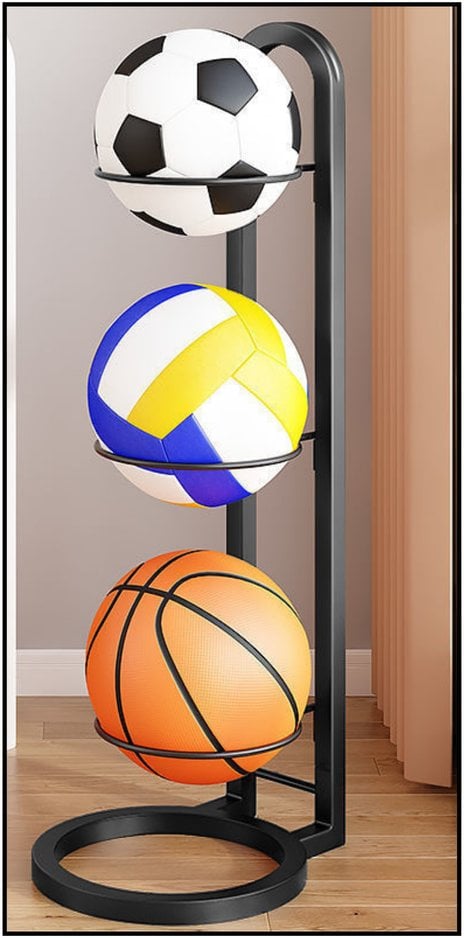 LeanToys Stojak na 3 piłki, metalowy, czarny