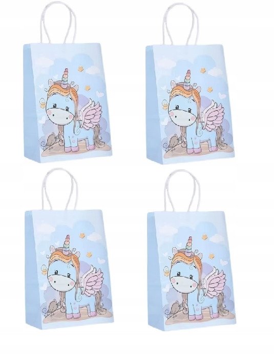 Torebki prezentowe Jednorożec papierowe 21x15cm 4 szt