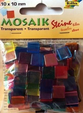 Mozaika kamyczki transparentne 10x10mm 190szt EDUKAMP