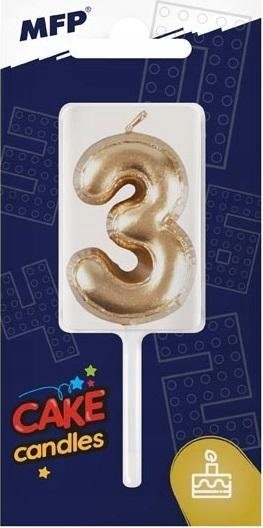 MFP paper świeczka do tortu balon nr 3 złota 8800117