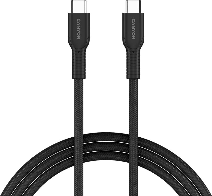 CANYON cable OnWire 60CL C-C 60W COLOR Braided 1m Black CND-CCAP60AB10B (5291485018627)