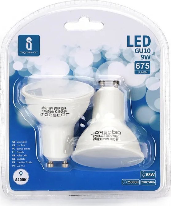 Aigostar Żarówka LED GU10 9W 2 szt. LED GU10 9W 2 szt.