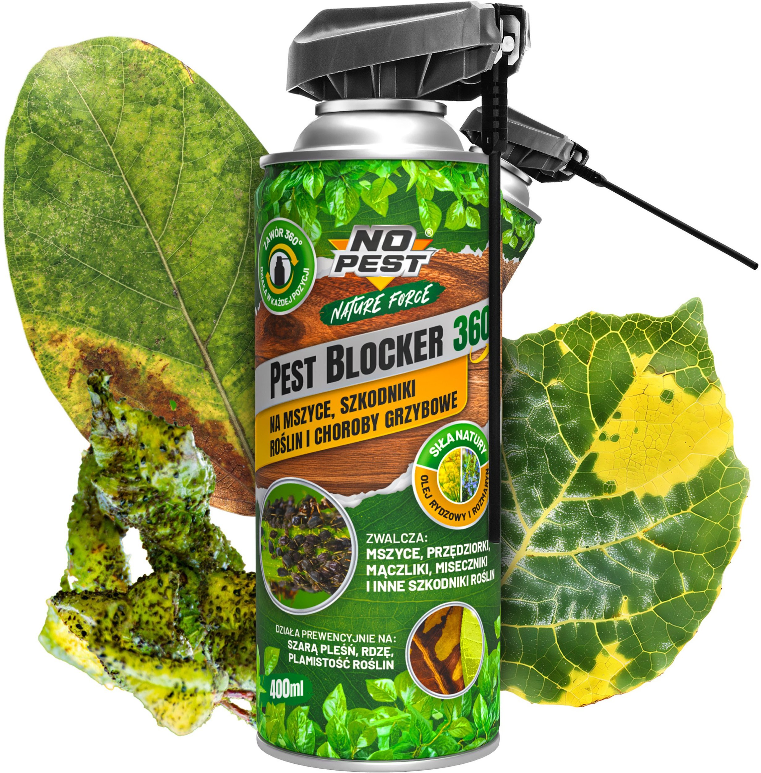 Spray Środek Preparat na Mszyce Przędziorki Mączliki i Inne Szkodniki Roślin oraz Choroby Grzybowe 400ml z Olejem Rydzowym Naturalny