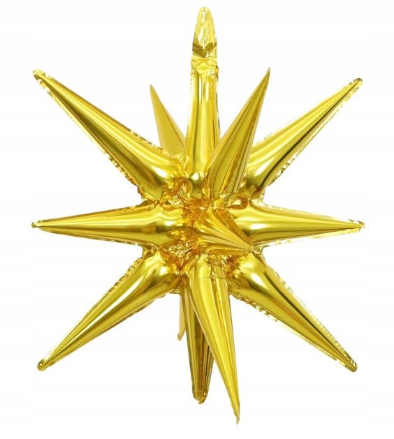 Balon Foliowy Złota Gwiazda 3D Duża ok 55 cm