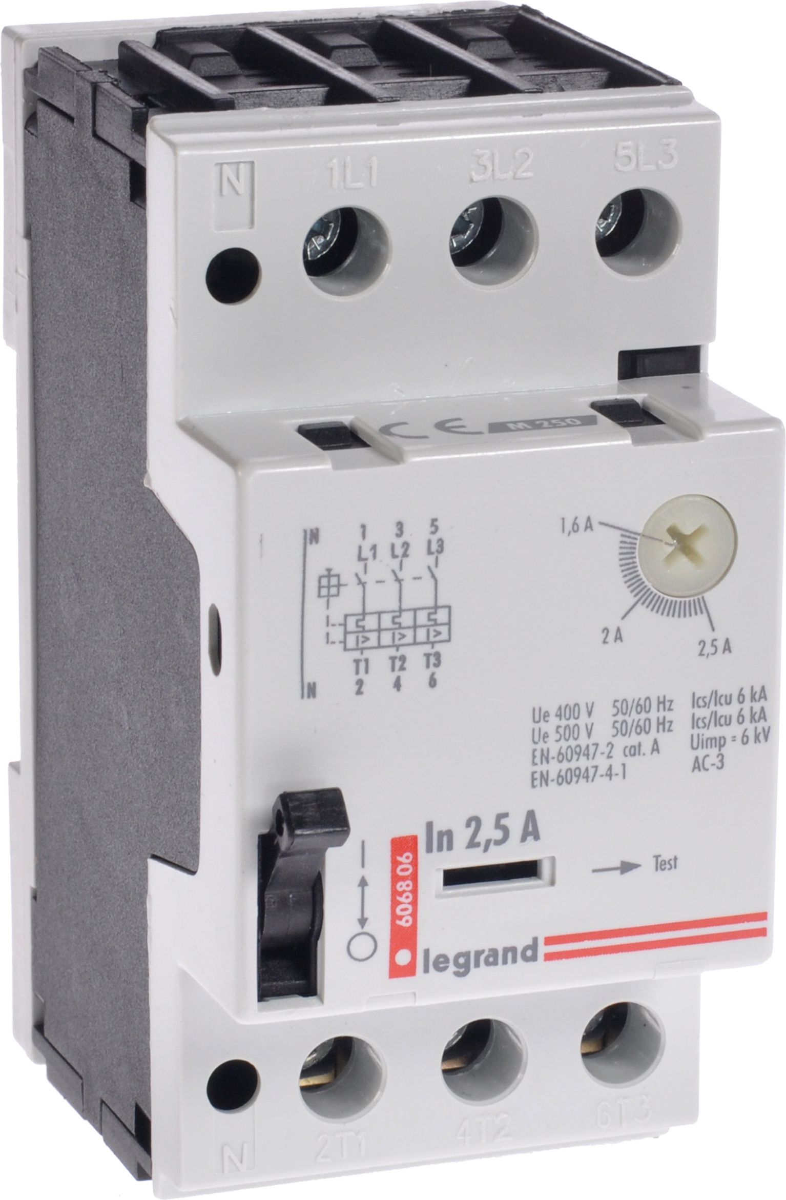 Legrand Wyłącznik silnikowy 3P 0,8kW 1,6-2,5A M 250 2,5 606806