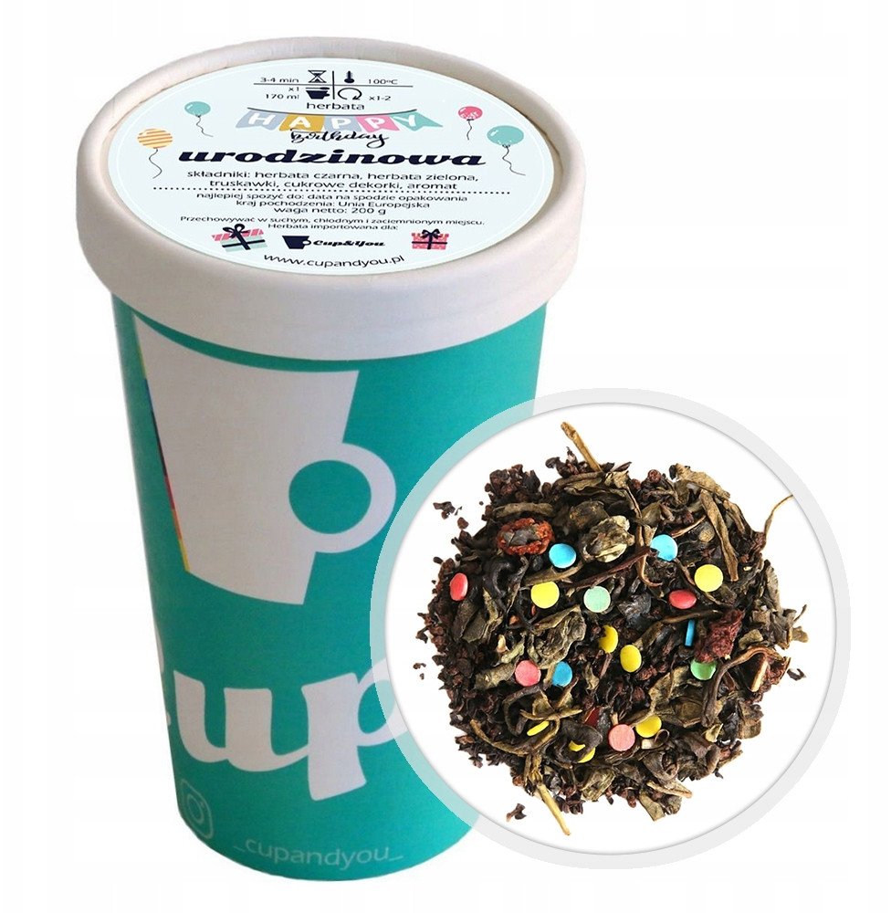 Liściasta herbata czarna URODZINOWA konfetti kolorowa mieszanka 200g - herbata liściasta sypana mieszanka napar susz