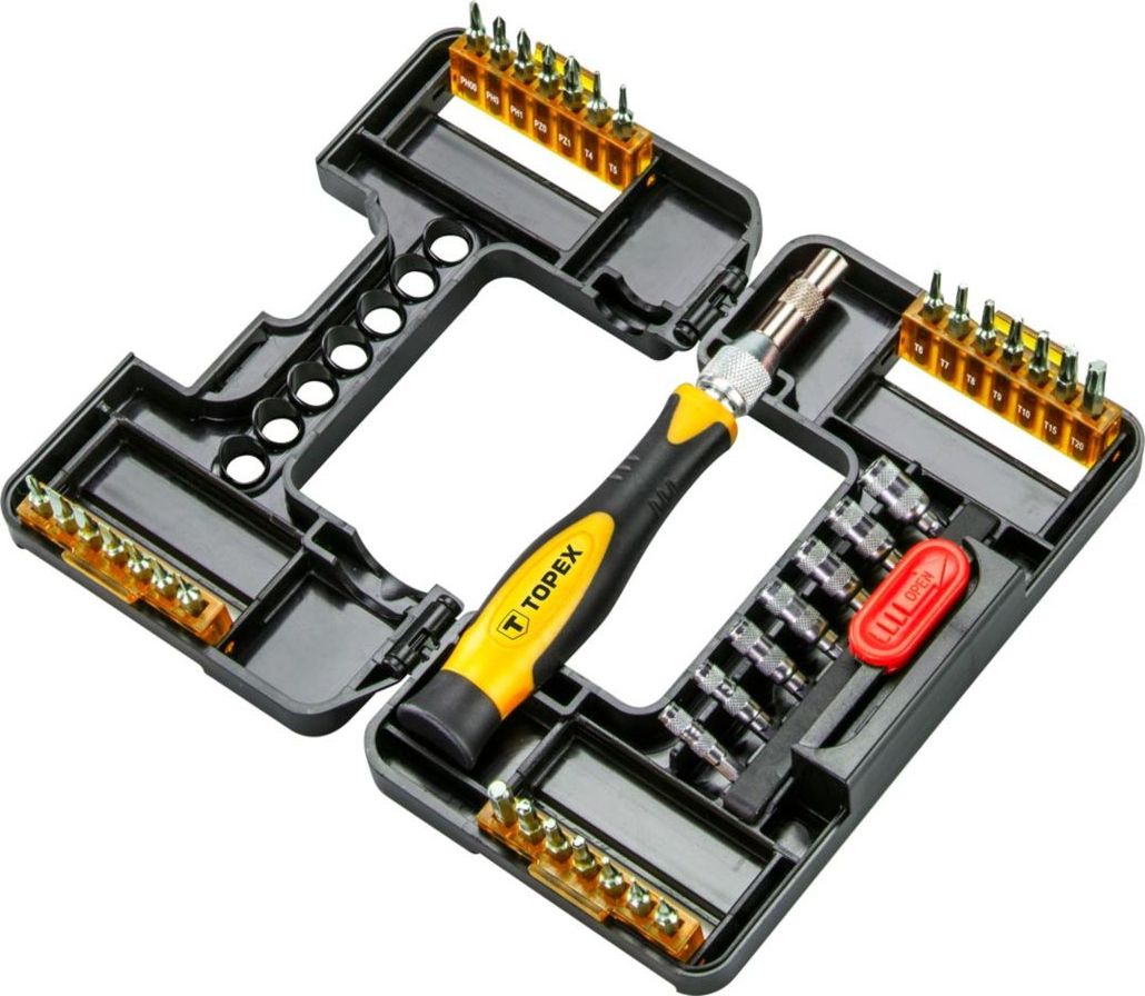 Topex końcówki wkrętakowe z uchwytem 37 sztuk (39D343)