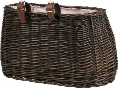 WickerPL AKCESORIA ROWEROWE KOSZ NA ROWER Z PASKAMI SKÓRZANYMI I OBSZYCIEM 35X17 H19 CM