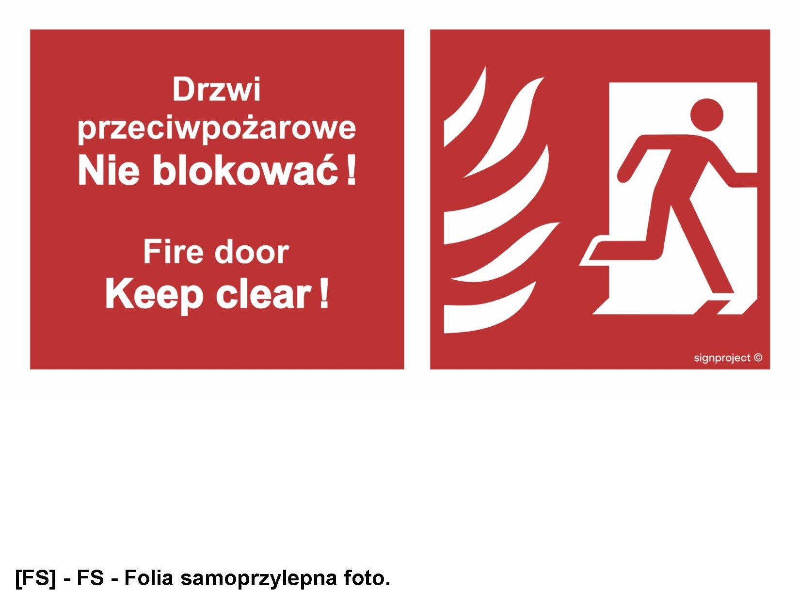 BC049 - Drzwi przeciwpożarowe, Nie blokować ! Fire door, Keep clear ! prawostronne 400x200