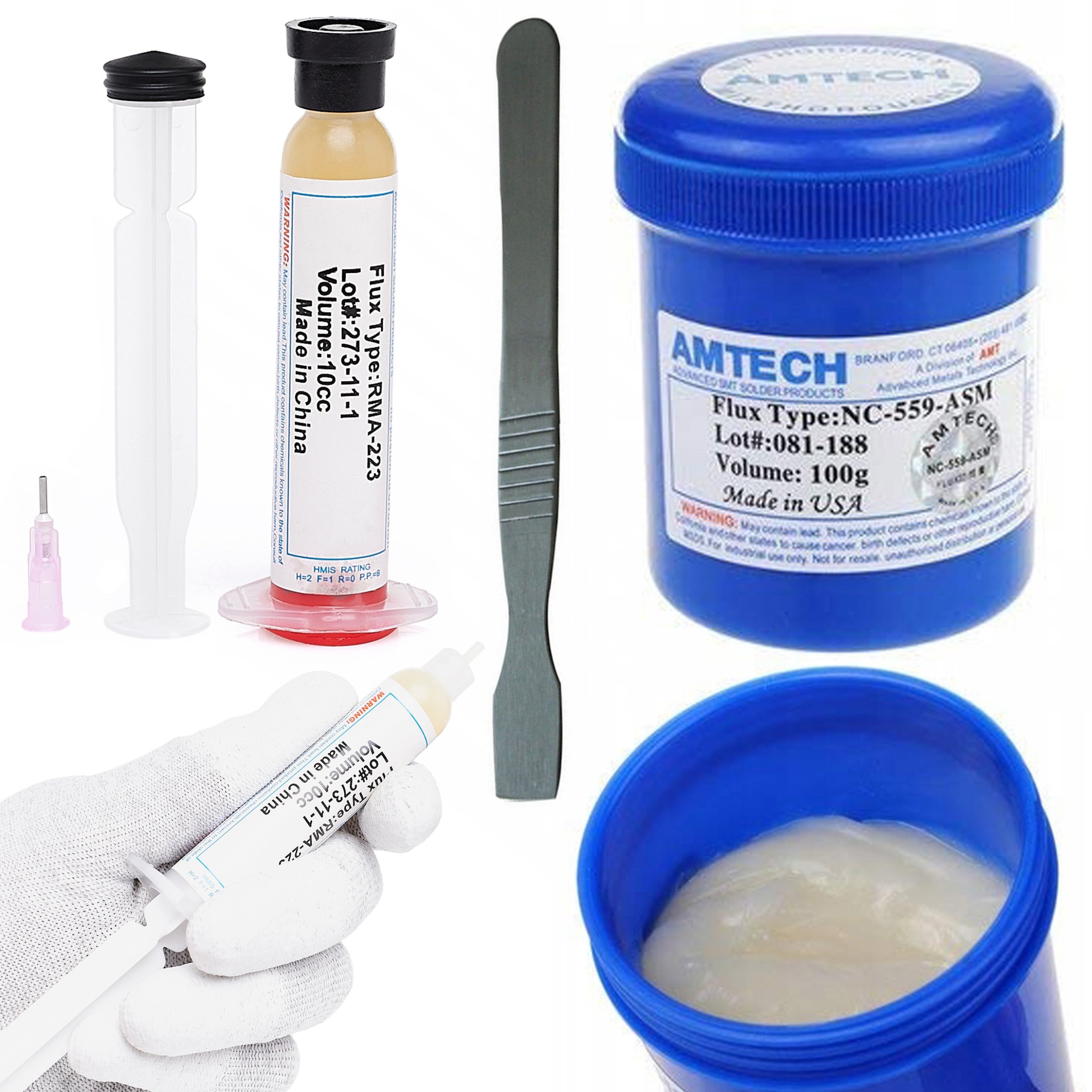 Zestaw do Lutowania Pasta Amtech NC-559-ASM UV 100g Topnik Flux 223 Packa