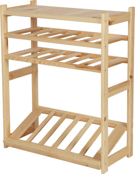 Wamar-Sosenka Regał drewniany do spiżarni LSR P1W2S1 Naturalny Półki proste 1 szt, Półki na wino 2 szt, Półki na skrzynki 1 szt Drewno sosnowe