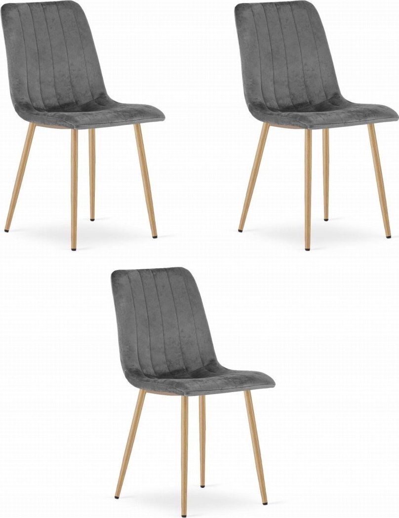 Leobert Krzesło LAVA - ciemny szary aksamit / nogi kolor drewna x 3