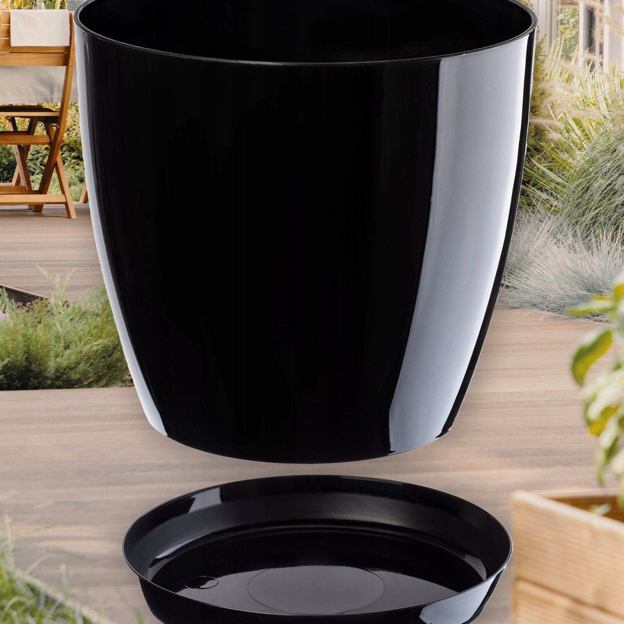 KADAX 3x Doniczka 16cm Osłonka Z Podstawką Czarna