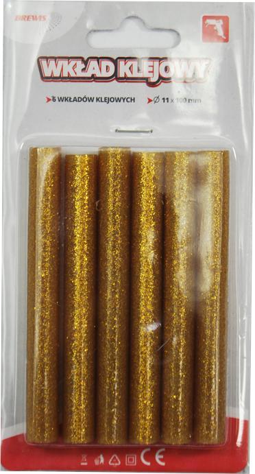 Wkłady klejowe BREWIS Klej do pistoletu 11 mm x 100 mm złoty 6 szt