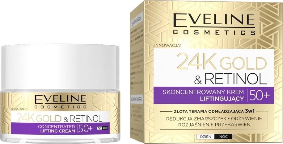 Eveline Cosmetics 24K Gold&Retinol Skoncentrowany Krem Liftingujący 50+ 50ml