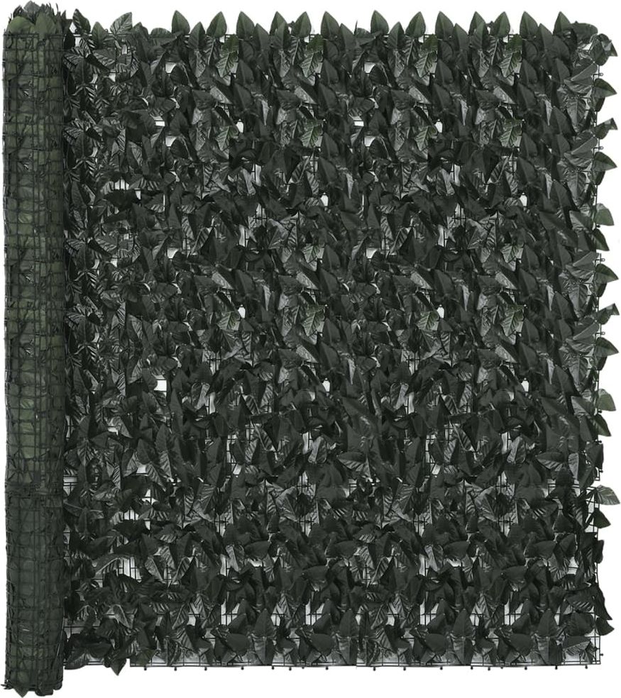 vidaXL Parawan balkonowy, ciemnozielone liście, 300x150 cm