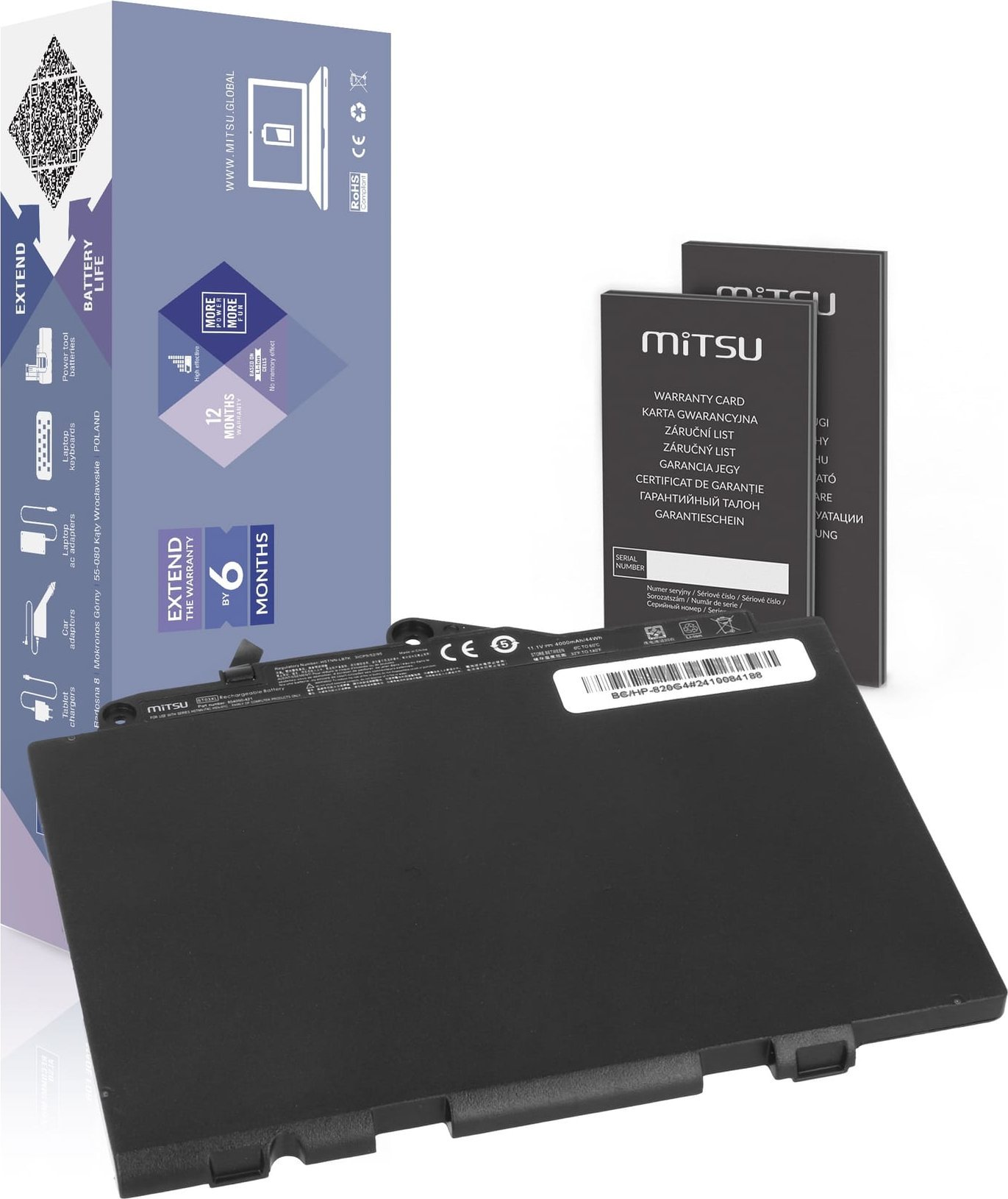 Bateria Mitsu do HP EliteBook 820 G4, 828 G4