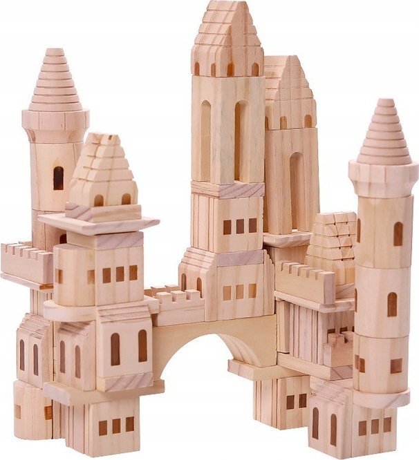 Drewniane Klocki Do Układania Retro Zamek Zestaw Dla Dzieci Prezent