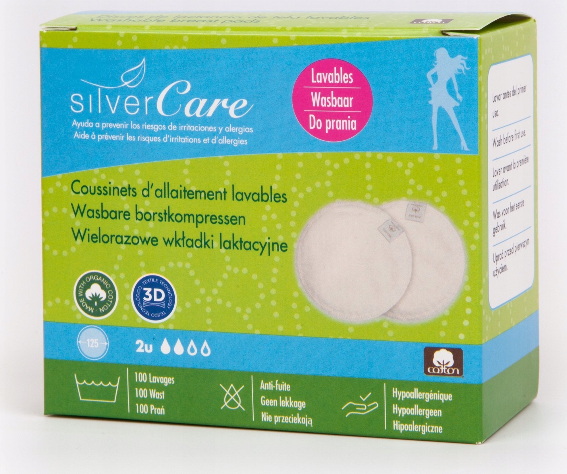 MASMI_Silver Care wkładki laktacyjne wielorazowe z bawełny organicznej 2szt.