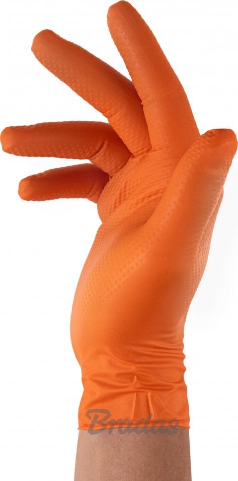 RĘKAWICE NITRYLOWE DIAMOND POMARAŃCZOWE L 8-9 /50szt.