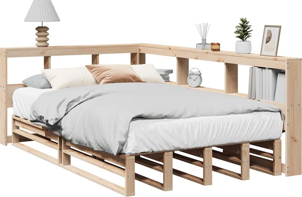 vidaXL Łóżko z regałem, bez materaca, 120x200 cm, sosnowe