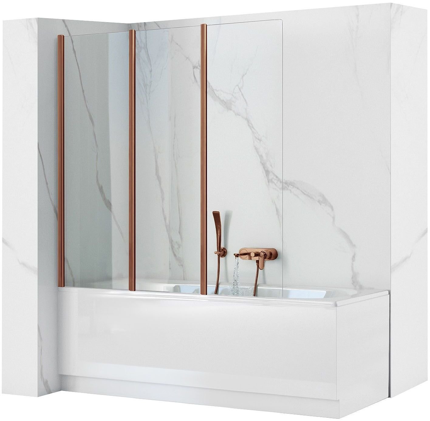 Parawan nawannowy Rea Parawan Agat-3 120 wannowy Składany Miedź szczotkowana