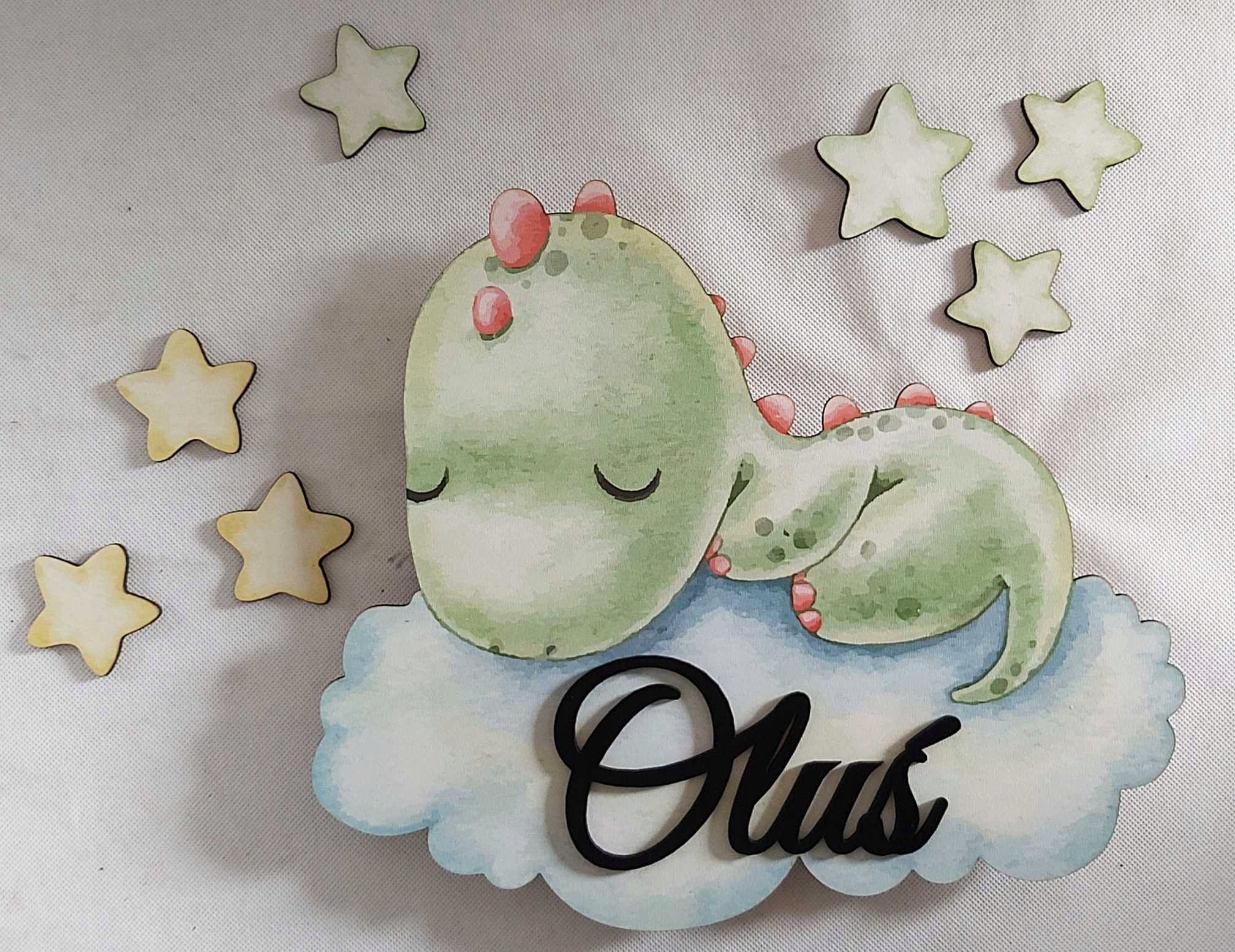 naSciane Lampka nocna LED dinozaur dinuś chmurka + imię