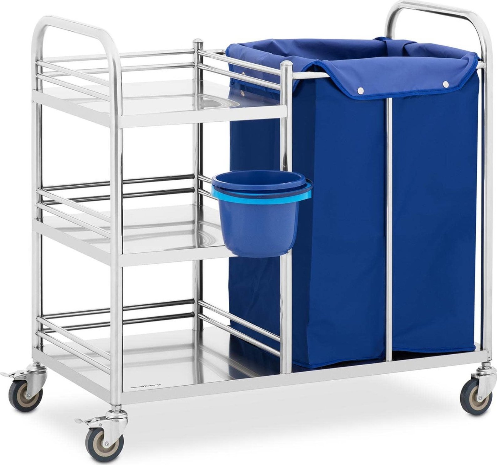 Kosz na pranie Steinberg Wózek hotelowy serwisowy na pranie STAL 3 półki pojemnik kosz 88 x 44 x 87 cm Wózek hotelowy serwisowy na pranie STAL 3 półki