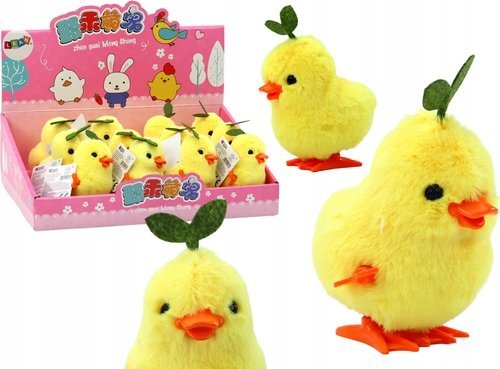 LeanToys Kurczak Żółty Nakręcany Skacząca Kurka Z Listkiem