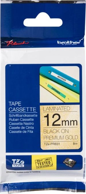 Brother BROTHER TZEPR831 Taśma Brother 12mm Black on Premium Gold
