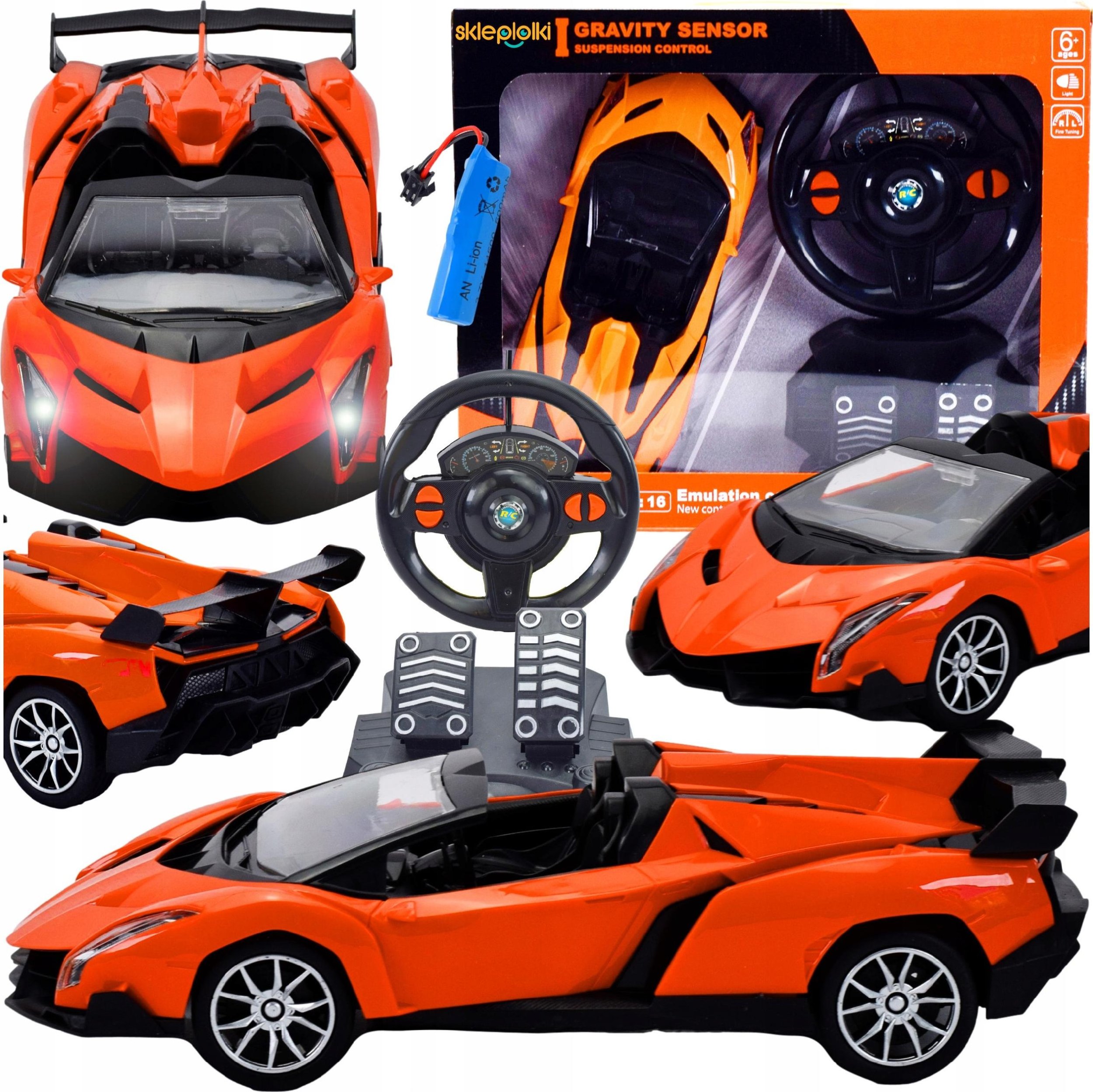 Skleplolki ZDALNIE STEROWANE AUTO SPORTOWE SAMOCHÓD RC ŚWIECI DŹWIĘK NA PILOT ZESTAW