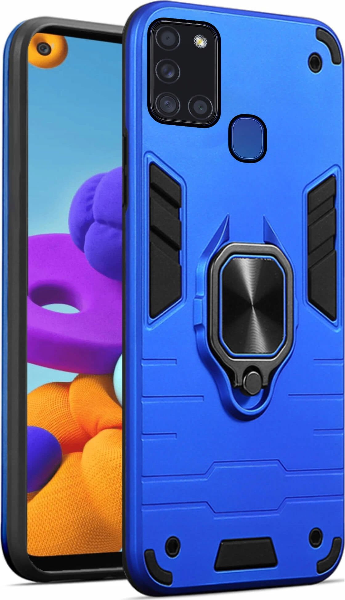 etumi Etui Pancerne Do Samsung Galaxy A21S Obudowa Ring Wzmocnione Hybrydowe Etui Ochronne Futerał Armor Pokrowiec Magnes Armr0012
