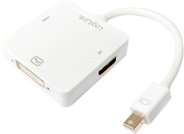 Adapter AV LogiLink DisplayPort Mini - DisplayPort - HDMI - DVI-I biały (CV0045A)